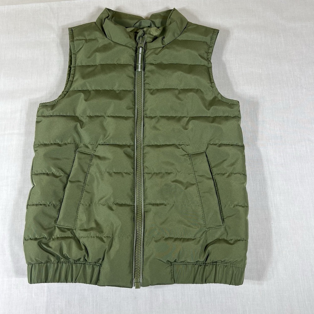 Cat & Jack Boys 5T Green Puffer Vest Quilted Zip Front Lightweight Jacket